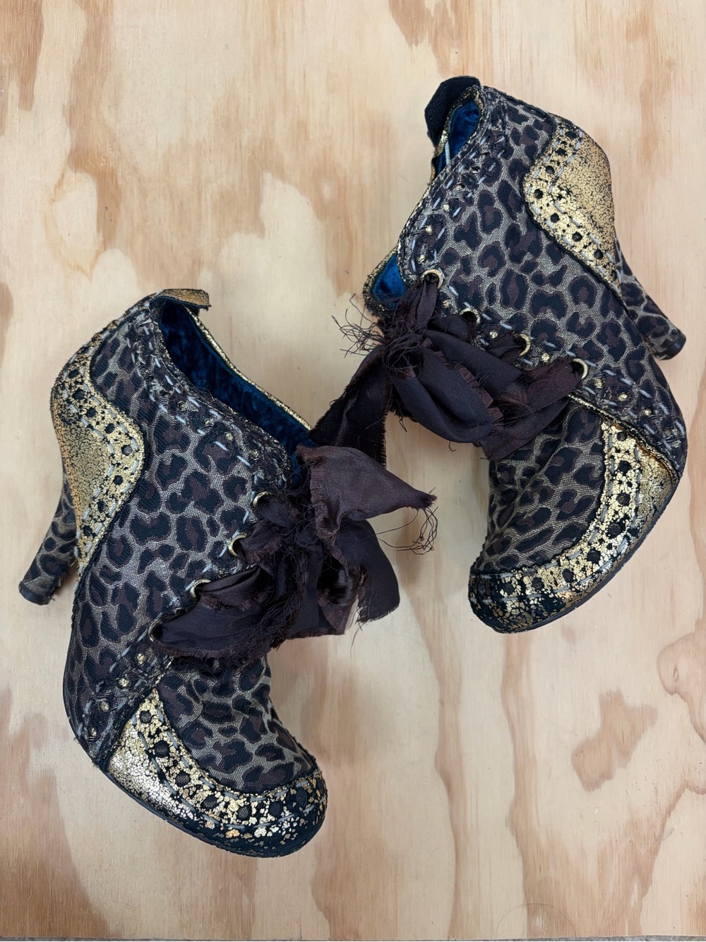 Irregular Choice Abigail's Party Retro Heels Leopard and Gold